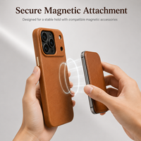 Étui de téléphone magnétique de luxe en cuir véritable OEM ODM avec logo personnalisé anti-EMF pour la série 18