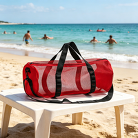 Sac de sport pliable extra large en maille noire pour la plongée, le snorkeling, la natation, la plage et la gym