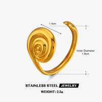 Bague de doigt rotative en fil torsadé, anti-ternissement, ajustable pour femme, accessoires tendance chic de haute qualité, vente en gros TGJZ6062