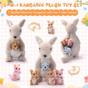 Jouets en peluche <span class=keywords><strong>kangourou</strong></span> personnalisés, lot de 5, 12 pouces, maman, bébé et <span class=keywords><strong>poche</strong></span>, sans rembourrage, peluche courte, 0-24 mois, Pâques, bébé - Product Image 3