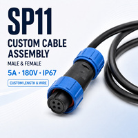Connecteur d'alimentation circulaire en nylon personnalisé SP11 à 3 broches, étanche IP67, mâle-femelle, 5A 180V, vente en gros d'usine