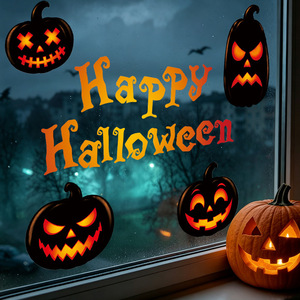 Adesivi Statici per Finestre di Halloween, Decorazioni con Zucche, Decalcomanie Rimovibili e Impermeabili per Vetri, Decorazioni per Finestre di Casa - Product Image 1