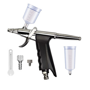 166 ทริกเกอร์ไทป์แอร์บรัช 0.3 มม. แบบดูอัลแอคชั่น ป้อนสีด้วยแรงโน้มถ่วง ปรับความเร็วได้ สำหรับงานศิลปะ แต่งหน้า และงานเพ้นท์ - Product Image 4