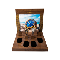 Kits de présentation de collection de montres-bracelets de vitrine de tour de conception professionnelle affichage de montre de luxe brillant en bois personnalisé
