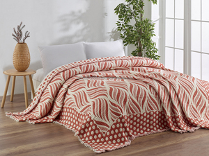 Couverture en mousseline tissée à l'intérieur de la fibre de coton 100% Couverture en coton volumineux et épais 160x220cm 62x86inch Plain Collection Blanket - Product Image 4