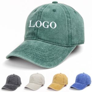 Wholesale Vintage Sport 6-Panel <b>Plain</b> Denim Casual Hat Custom Embroidery Washed Cowboy Baseball <b>Cap</b> With Logo - Product Image 1