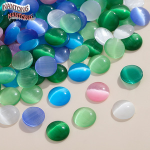 ลูกปัดแก้วตาแมวหนานทง ทรงแบน หลากสี อุปกรณ์ทำเครื่องประดับ DIY - Product Image 3