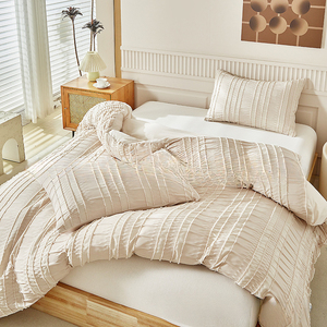 En stock, ensemble de literie blanc à <span class=keywords><strong>fleurs</strong></span>, 3 pièces, ensembles de housses de <span class=keywords><strong>couette</strong></span> rayées avec taies d'oreiller - Product Image 2