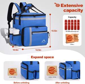 Sac à dos de livraison isotherme imperméable Sac à déjeuner professionnel Sac à dos de livraison Grande taille Sac à pizza pour vélo - Product Image 3