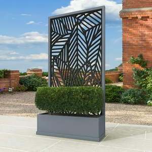 Paravent décoratif en aluminium avec <span class=keywords><strong>pot</strong></span> de fleurs et panneau découpé au laser pour l'intimité - Product Image 4