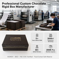 Scatola di Lusso Personalizzata per Cioccolatini con Coperchio e Base, Logo in Lamina d'Oro, Cartone Rigido per Cioccolatieri Artigiani, Mercato USA