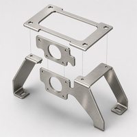 Soporte de Chapa Metálica de Acero Inoxidable OEM, Ranuras de Ajuste Rectangulares, Superficie Cepillada, Tolerancia 0.002~+/-0.005mm, Modelo SM