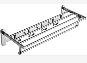 Portasciugamani da Parete Pieghevole in Acciaio Inox con Ganci Multipli, <span class=keywords><strong>Porta</strong></span> <span class=keywords><strong>Asciugamani</strong></span> di Lusso <span class=keywords><strong>Salvaspazio</strong></span> per <span class=keywords><strong>Bagno</strong></span> - Product Image 4