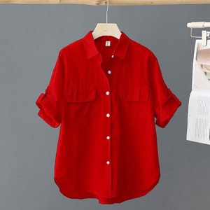 Chemisiers et hauts décontractés à col rabattu, manches boutonnées, imprimé rayé, tendance et en promotion pour femmes - Product Image 3