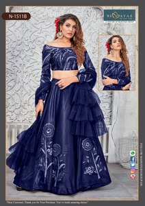 Lanzamiento de nuevos hermosos cordones de secuencia pesada y bordado Work Party Wear Designer Crop Top Lehenga Collections By Royal Export - Product Image 4