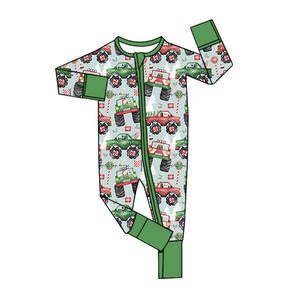 Preorder Christmas Truck Print Nuevos diseños Pijamas para niños Trajes Baby Girls Sleepers Sister Matches Estilos de ropa para niños - Product Image 2
