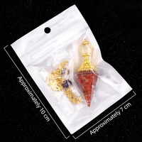 Neues Heilendes Chakra Naturkristall-Pendel Achat-Anhänger Bunter Kies Harz Gold Sechseckiger Kegel Handwerk Andere Kristall-Kunstwerke