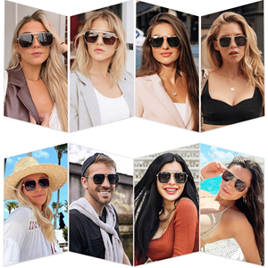 Retro Oversized Square Polarized <b>Sunglasses</b> for Women and <b>Men</b> Vintage Shades Classic <b>Large</b> Metal Sun Glasses - Product Image 2