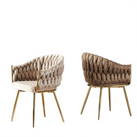 Chaises de salle à manger en tissu et métal minimalistes de luxe, dossier rembourré, sièges élégants pour hôtel, loisirs, réception
