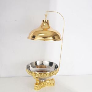 Calentador de Comida Tipo Buffet Redondo con Encaje Dorado, Equipo para Mantener la Comida Caliente en Hoteles y Restaurantes - Product Image 2