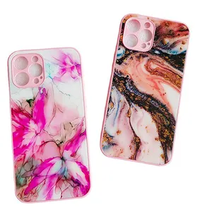 เคสกระจกนิรภัยสำหรับ <span class=keywords><strong>iPhone</strong></span> 13,เคสโทรศัพท์มือถือลายหินอ่อนหรูหราพิมพ์ UV ตามสั่งสำหรับโทรศัพท์ <span class=keywords><strong>iPhone</strong></span> Android - Product Image 1