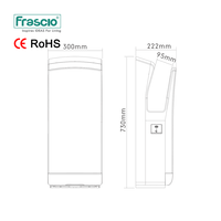 Secador de Manos Frascio Nuevo IPX4, Potente, Infrarrojo, de Alta Velocidad, Automático, Comercial, de Acero Inoxidable, con Filtro HEPA