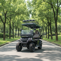 Voiturette de golf électrique pratique et de haute qualité à 4 places, avec alimentation 48V/60V/72V, équipée de sièges pliables, de barres de toit et d'un système audio