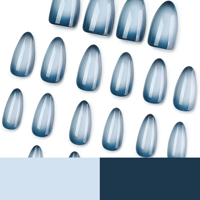 Faux ongles à presser ombrés bleu-gris, finition velours mat, pour manucure en salon, vente en gros et au détail 4585