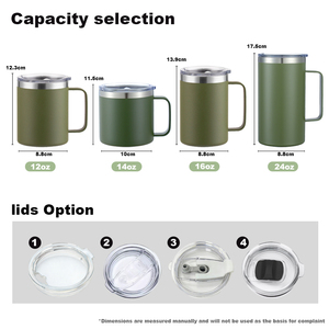 Mug isotherme en métal de qualité supérieure, 12oz, 14oz, 16oz, 24oz, avec poignée robuste, <span class=keywords><strong>pour</strong></span> le camping, le bureau et les activités de plein air. - Product Image 2
