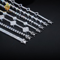Chaîne de tennis en moissanite VVS1 style hip-hop tendance, bracelet en moissanite 3 mm en argent 925, passe le test du diamant, vente en gros