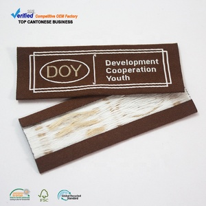 하이 퀄리티 의류 라벨 도매 끝 접기 사용자 정의 이름 브랜드 로고 의류를위한 다채로운 짠 태그 - Product Image 1