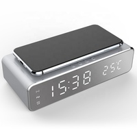 Réveil Électrique LED avec Chargeur Sans Fil pour Téléphone Portable, Horloge Miroir HD avec Mémoire de Heure, Thermomètre Numérique, Réveil