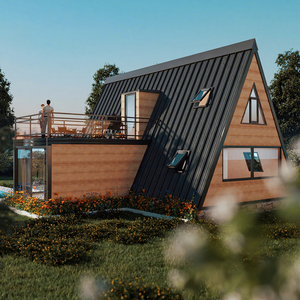 Case Prefabbricate a Telaio ad A Ville Triangolari di Lusso <span class=keywords><strong>Container</strong></span> ad Installazione Rapida Casa Modulare Prefabbricata con Terrazza - Product Image 4