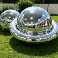 Ballon miroir flottant décoratif, modèle OVNI et fusée argenté, sphère miroir gonflable pour publicité événementielle et fêtes