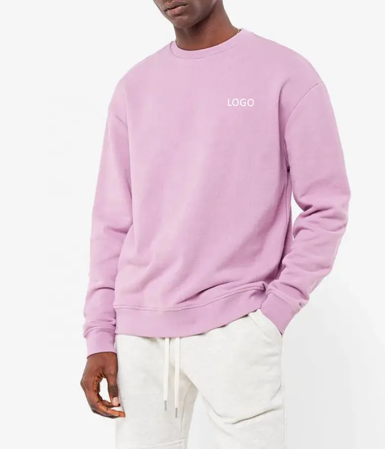 Custom women pink crewneck jumper hoodies printed plain cotton gray men sweaters blank unisex sweatshirt crew neck for men