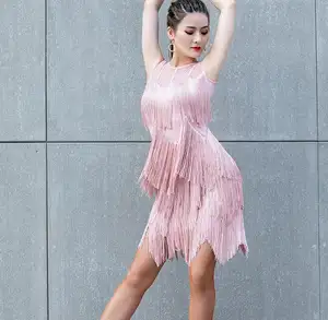 2022 Spring Summer Women's Sexy Short Dress Latin Dance Practice Clothes Tassel Dress Performance Dancing Dress For Female