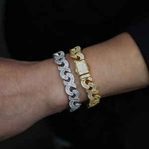 Cadena de eslabones cubanos con zirconia cúbica, cadena de eslabones enchapada en dos tonos, estilo hip hop, punk, para mujeres y hombres - Product Image 6