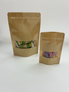 Hot Selling Biodegradable Kraft Paper Zip Lock Bags with Window Design for Food Sugar Potato Chips Storage - Product Image 6