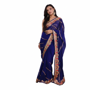 Saree de travail en fil de soie Georgette par Fab Zone - Product Image 1