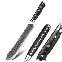 Couteau à trancher pour viande de boucher professionnel en acier damas super tranchant Couteau à viande sans effort coulé en une seule pièce