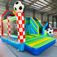 Istana Balon Tema Sepak Bola Castillo, Kombinasi Perosotan dan Rumah Loncat Tiup dengan Blower