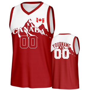 <span class=keywords><strong>Camiseta</strong></span> de <span class=keywords><strong>Baloncesto</strong></span> Unisex Personalizada al por Mayor con la Bandera de Canadá en Rojo, Sublimada, Transpirable, de Secado Rápido, sin Mangas, de Malla, para Entrenamiento - Product Image 1