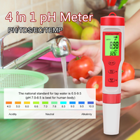 Penguji Air Digital dengan Lampu Latar 4 In 1 EC/TDS/PH/TEMP Kit Penguji Monitor Kualitas Air untuk Kolam Air Minum