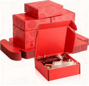 Carton ondulé cosmétique personnalisé de couleur rouge Emballage d'enveloppe de produits de beauté Boîte postale d'expédition avec logo Design - Product Image 1