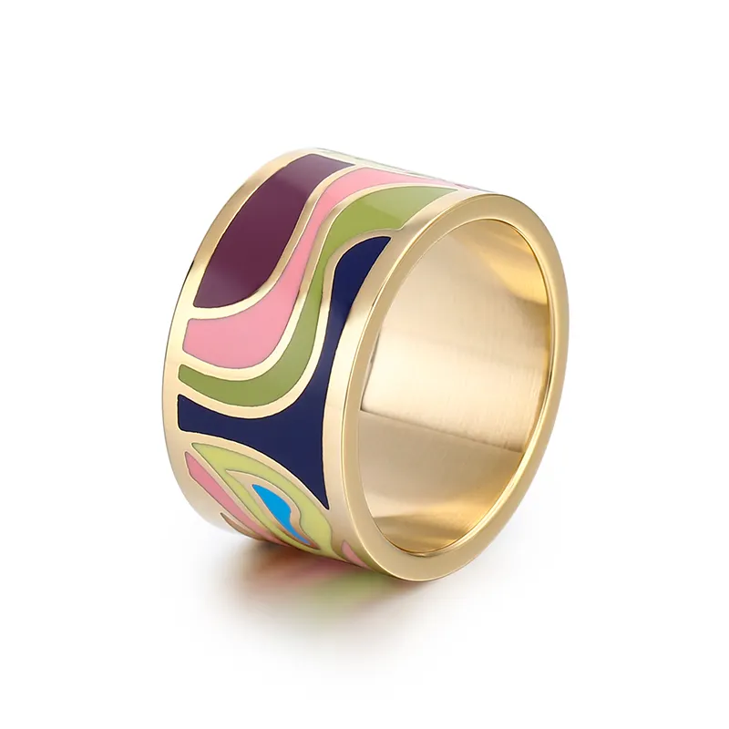 Hoge Kwaliteit Fashion Enameled 18 K Vergulde Zijden Sjaal Gesp Ring Custom Rvs Metalen Ringen