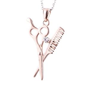 Dijes al por mayor: Collares y colgantes de tijeras de peluquería chapados en oro, negro, titanio y color bronce. Accesorios de joyería de moda. - Product Image 1