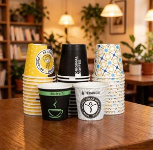 แก้วกระดาษขนาด 8 ออนซ์ 9 ออนซ์ 10 ออนซ์ ผลิตภัณฑ์ร้านกาแฟ แก้วกาแฟแบบกำหนดเอง แก้วกาแฟแบบใช้แล้วทิ้ง ย่อยสลายได้ ภาชนะบรรจุกาแฟ บรรจุภัณฑ์อาหาร - Product Image 6