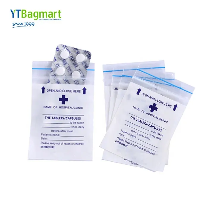 Ytbagmart कारखाने मूल्य प्रयोगशाला अस्पताल कस्टम लोगो प्रिंट स्व-सीलिंग दवा पैकेजिंग पैक जिपर बैग