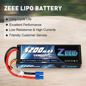 ZEEE 2S Lipo电池7.4V 80C 5200硬壳EC3插头，用于钢筋混凝土汽车卡车坦克X-Maxx - Product Image 2