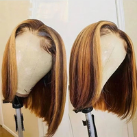 Perruque Bob en Cheveux Humains, Vente en Gros, Perruque Frontale Vietnamienne 100% Cheveux Humains, Perruque Frontale HD Lace, Lisse Baguette